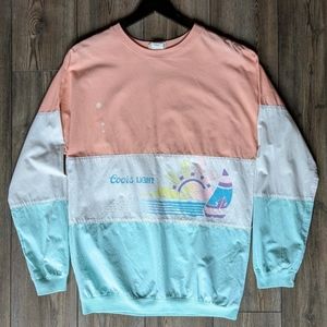Rare Vintage 80s Coors Light Pastel Long Sleeve Sailing Shirt Size M